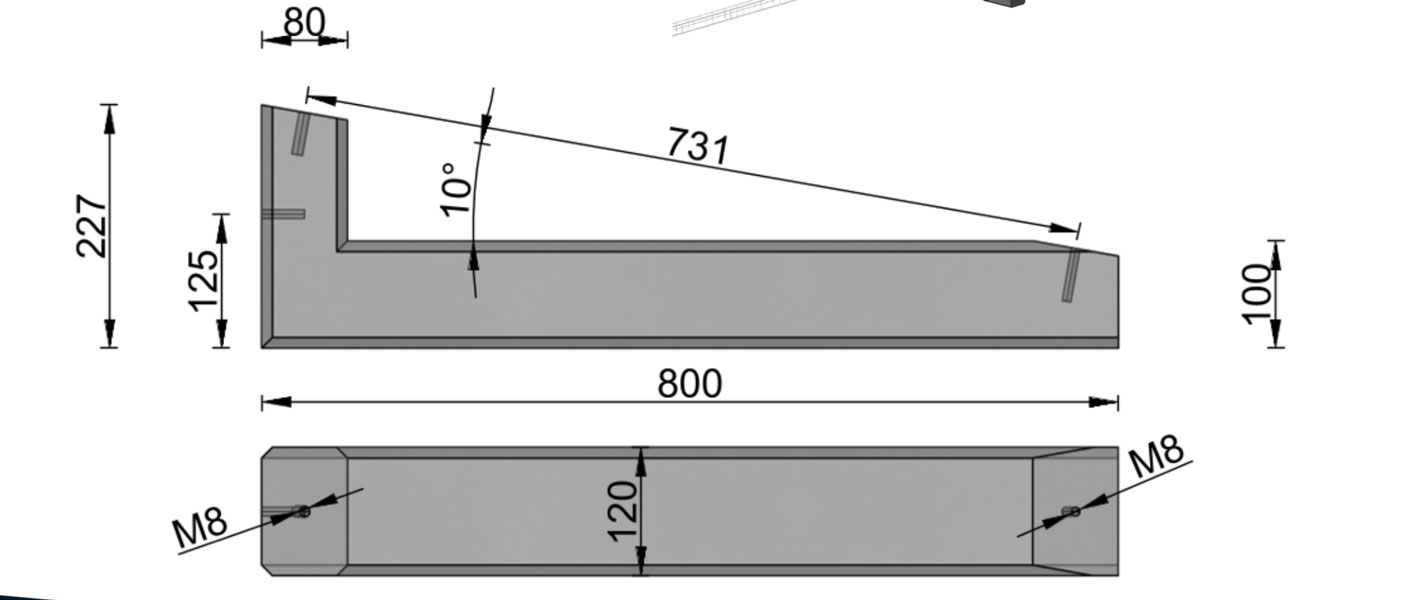 Flachdach Aufständerung aus Feinbeton anthrazitfarben - Set für 2 Module