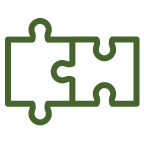 Grafik für Kompatibilität: Zwei Puzzle-Teilchen sind passend zusammengesteckt.