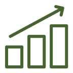 Grafik für Vorteile: Ein Säulendiagramm aus drei aufsteigenden Säulen, darüber ein nach oben rechts zeigender Pfeil.