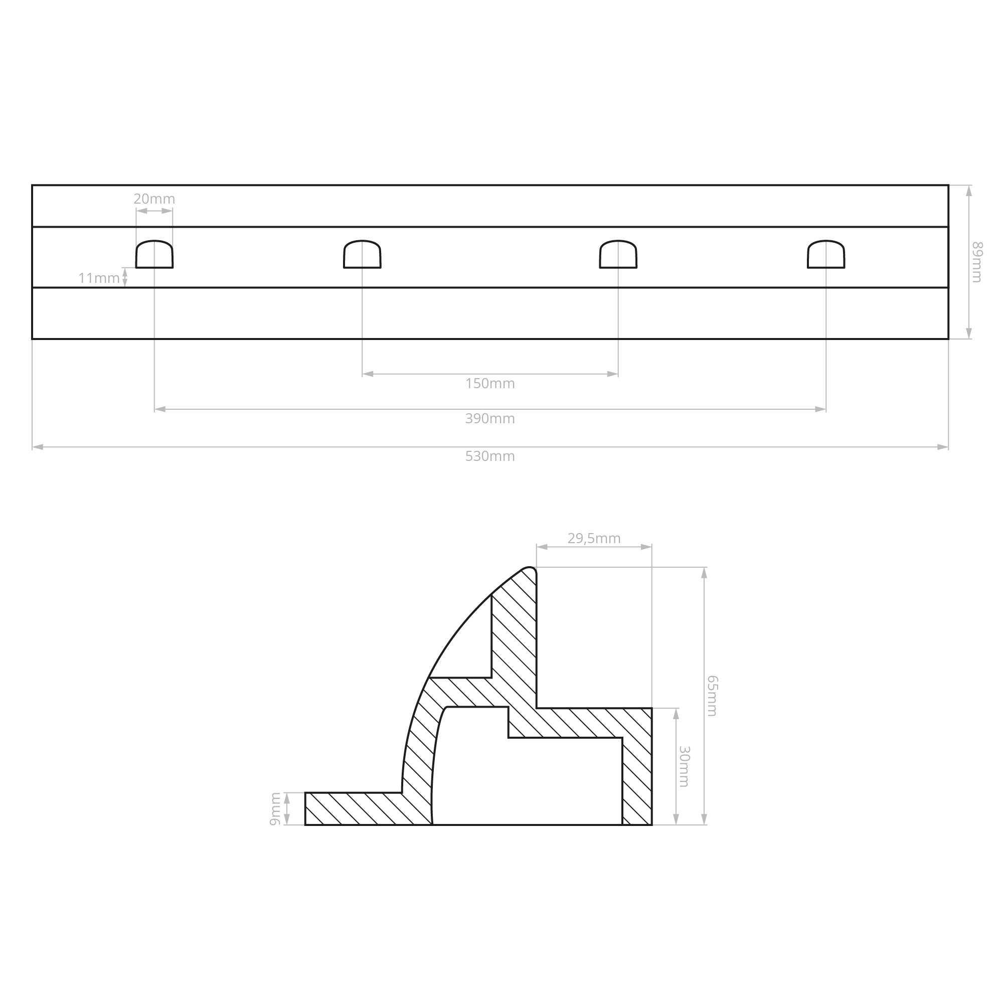 Haltespoiler Set 53cm Solarmodulhalterung ABS Kunststoff, weiß